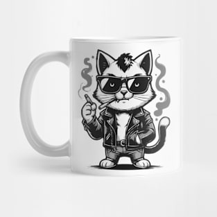 Funny Cool Cat Smoking Cigarrets Like a Gangsta Mug